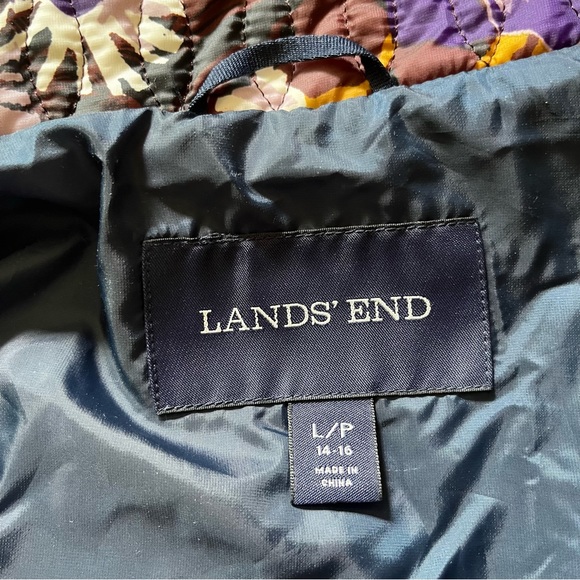 Land's End Womens Dark Floral Primaloft Quilted Zip Jacket Size Large (14-16) - Picture 11 of 13